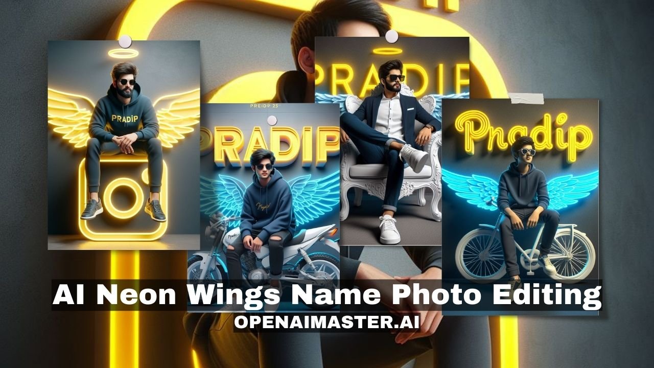 AI Neon Wings Name Photo Editing
