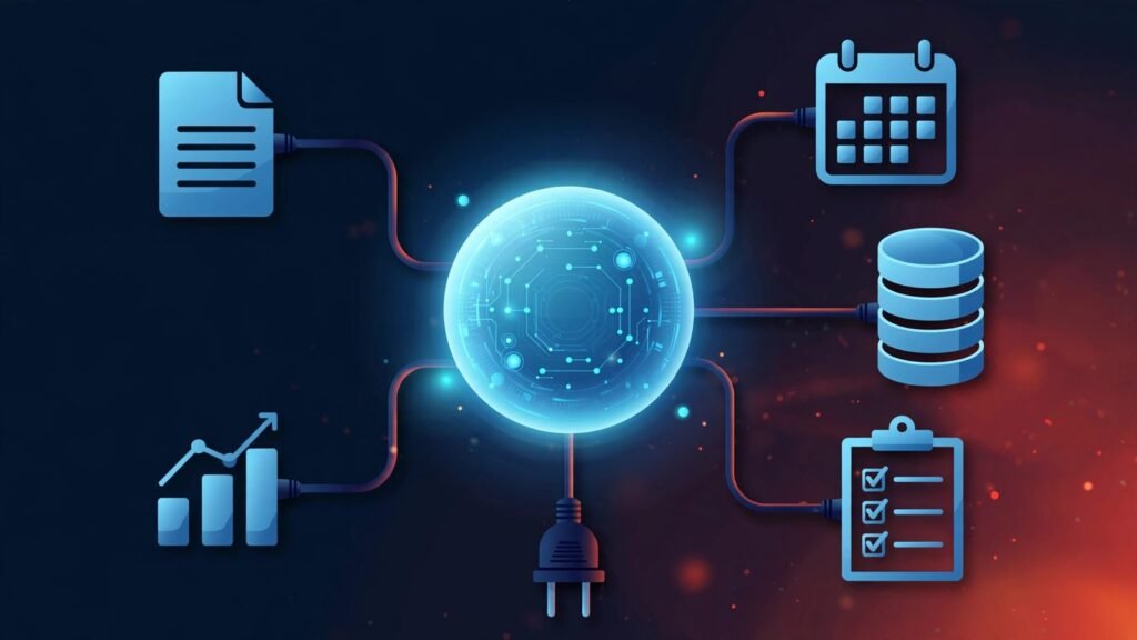 AI assistant connected to files, calendar and database tools through one MCP plug, 2026