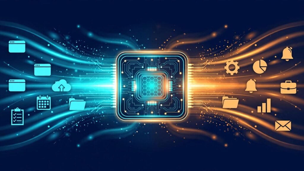 Illustration of a fast AI model running agentic office and coding tasks, 2026