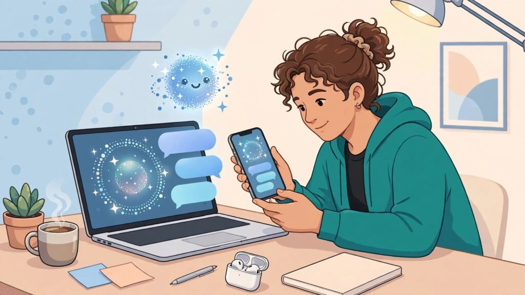 Person using Muse AI agent on phone and laptop to join early access, 2026