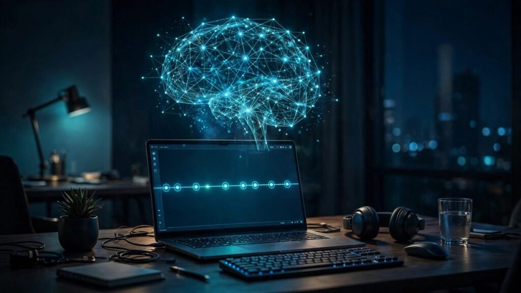 Developer testing an AI agent's memory features on a laptop at night, 2026